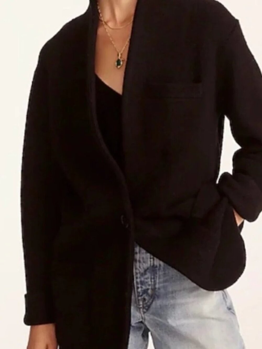 J Crew Women's 1 Button Sweater Blazer Cocoon Wool Alpaca Relaxed